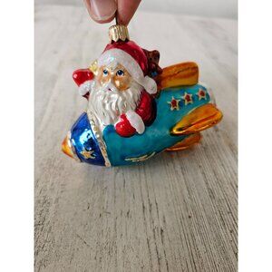 Radko‎ super sonic spaceship Santa vintage ornament ball Xmas tree
